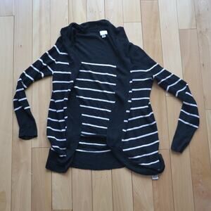A New Day Sweater Black and White Stripes Size Medium (Women's) Quarter Sleeve